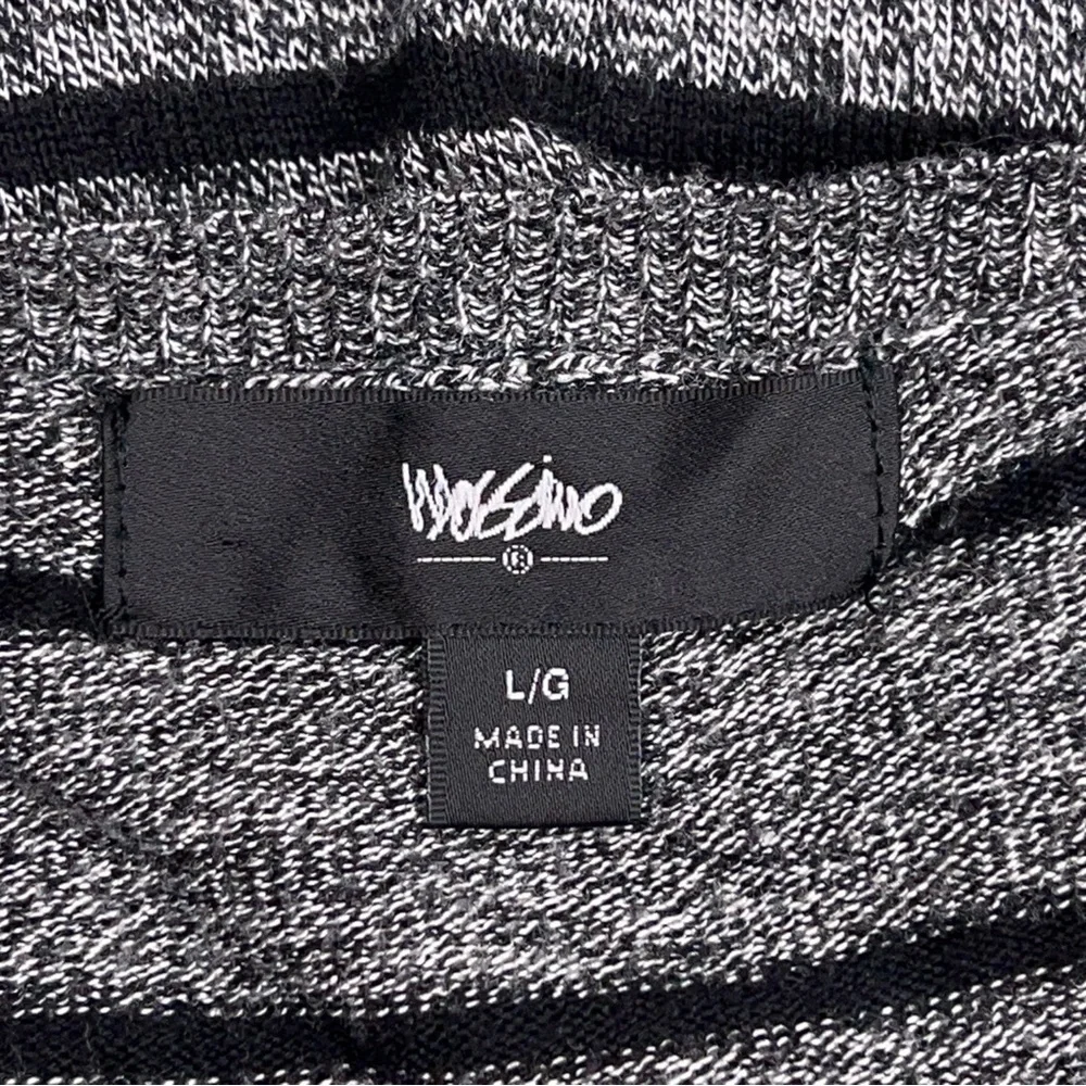Large Mossimo Grey Black Striped Long Sleeve Sweater Vneck Knit Womens Academia